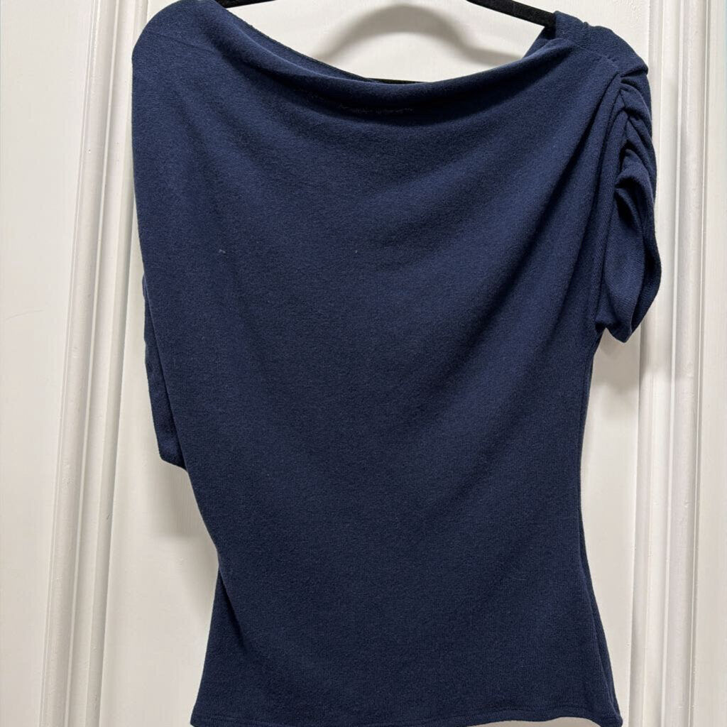 Navy Knit Off Shoulder Top