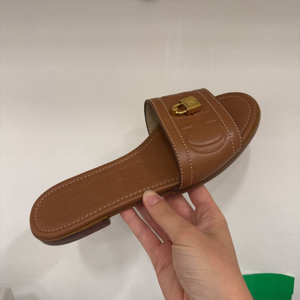 Brown Leather Slides