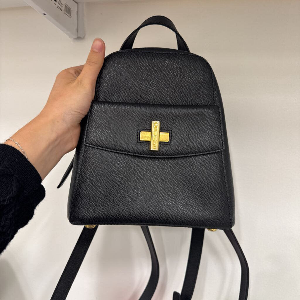 Vintage Black Leather Backpack