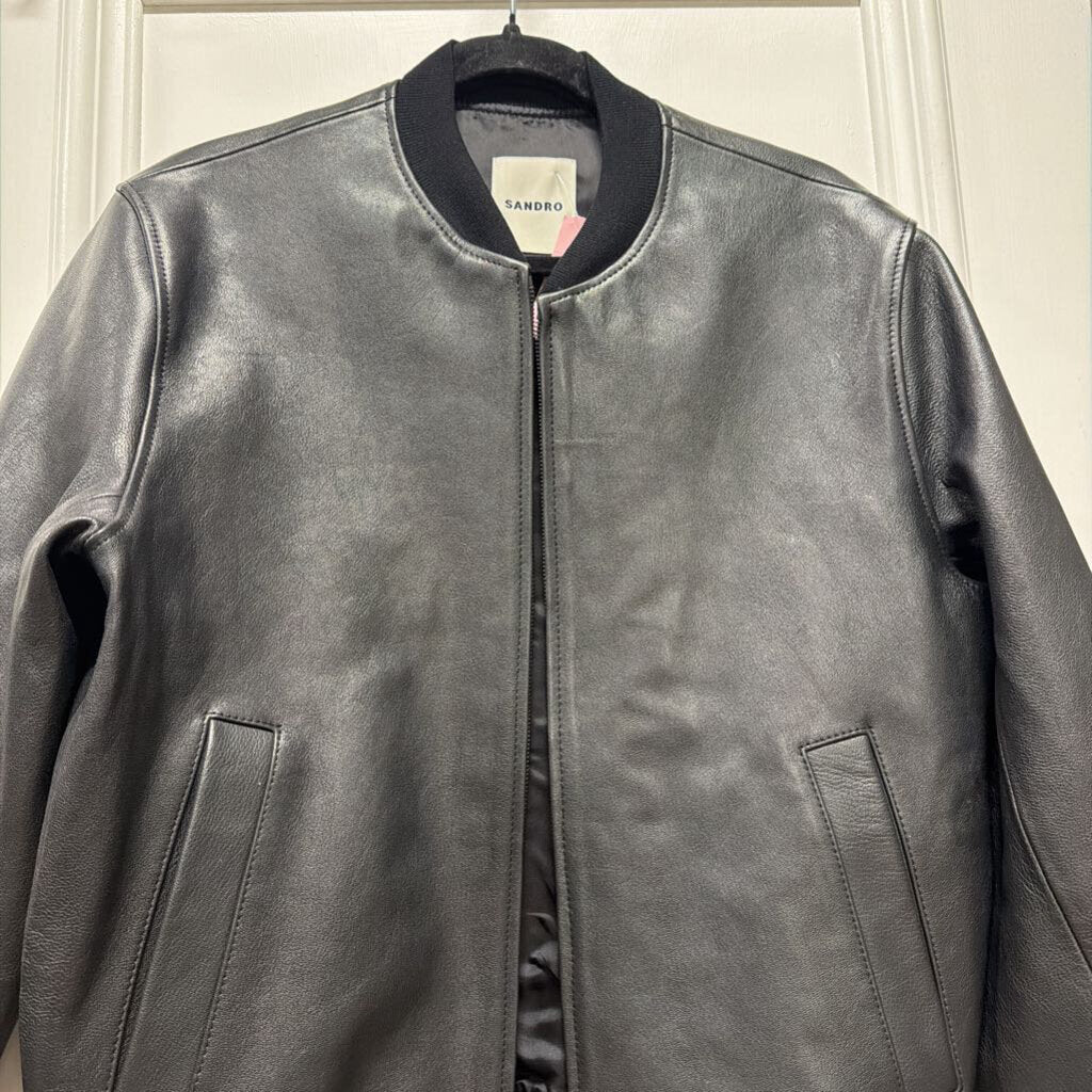 Black Leather Bomber Jacket
