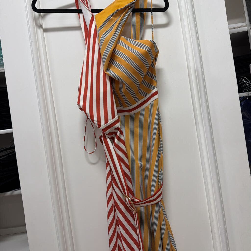 Red Stripe/Yellow Stripe Polyester Halter Dress(NWT)