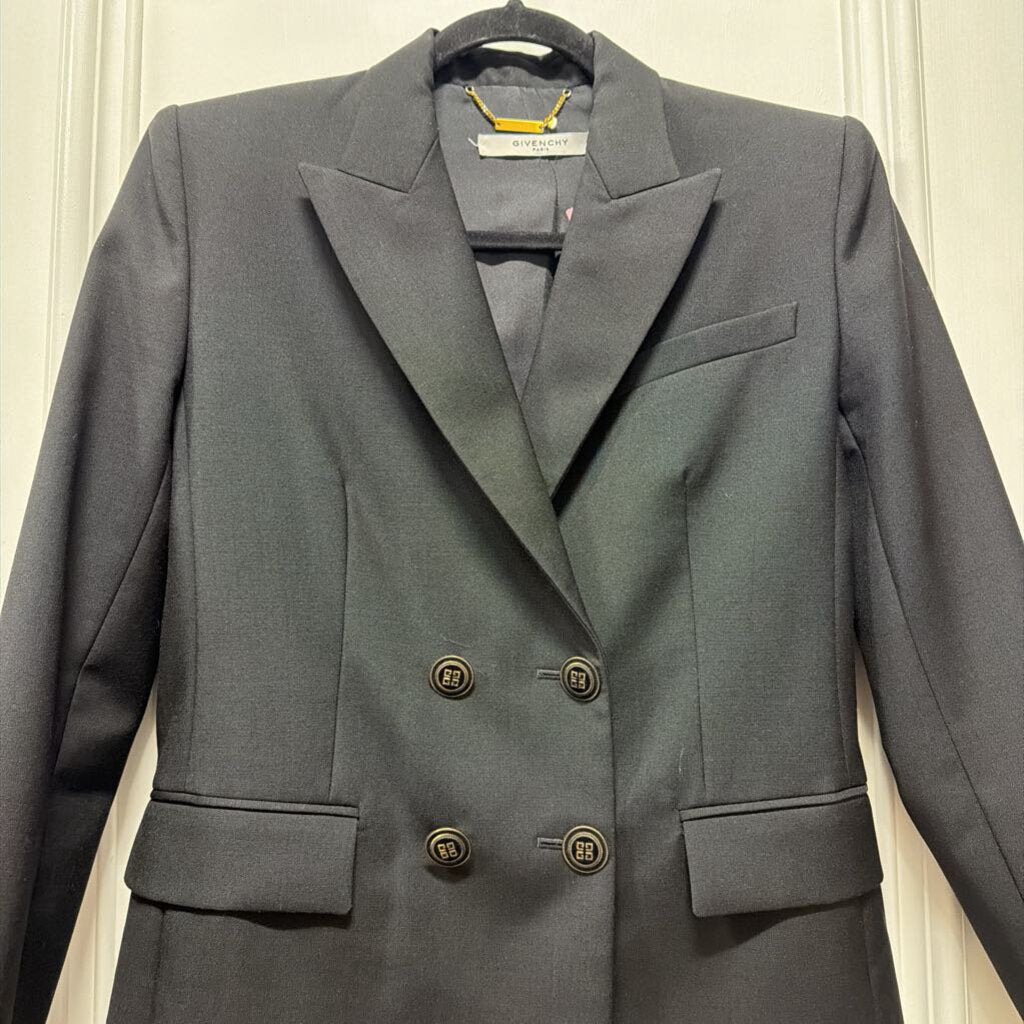 Black Wool/Mohair Double Breasted Blazer