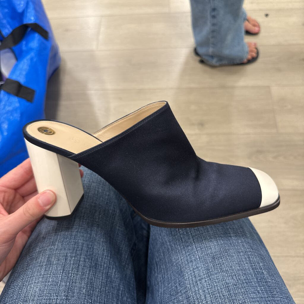 Navy Alba Heeled Mules