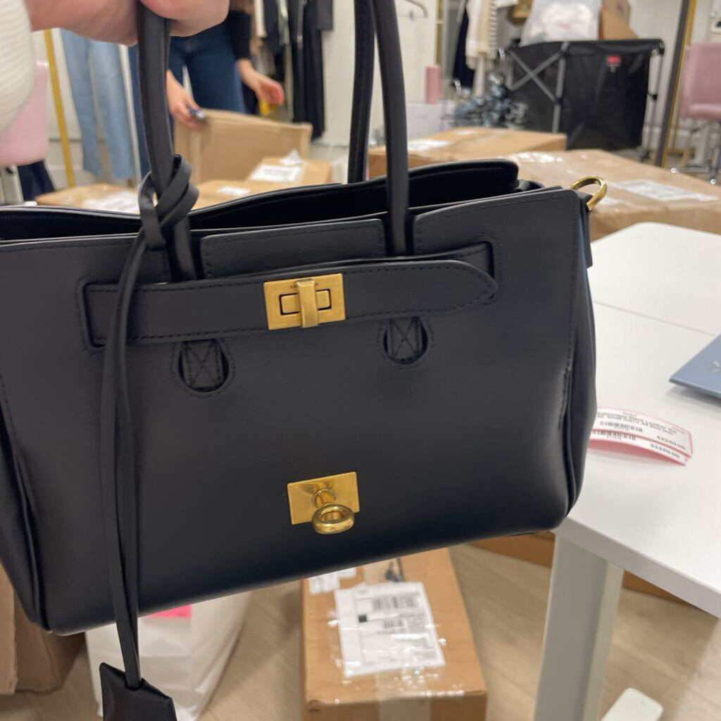 Black Leather Bel Air Small Carry All Bag (est 4300)