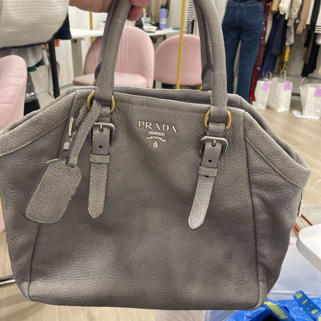 Grey Textured Leather Tote