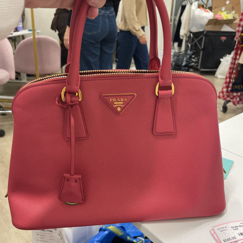 Pink Saffiano Leather Shoulder Bag