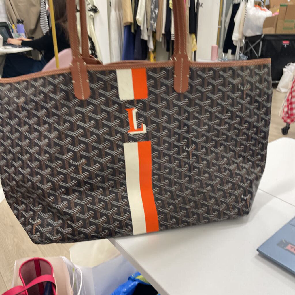 Black Saint Louis PM Tote Bag w/Stripe L