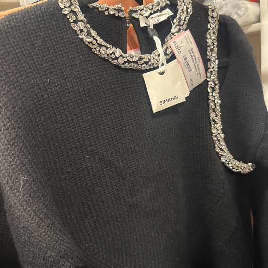 Black Wool/Cashmere Embellished Sweater