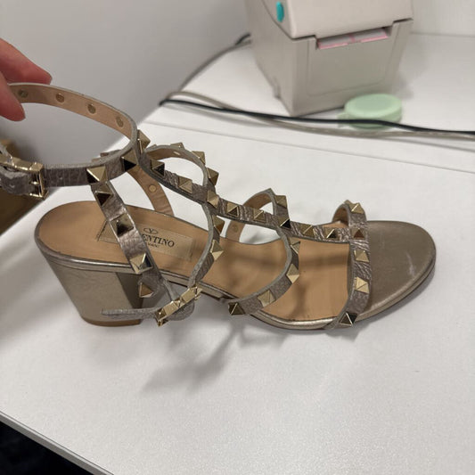 Leather Rockstud Heeled Sandal (AS IS)
