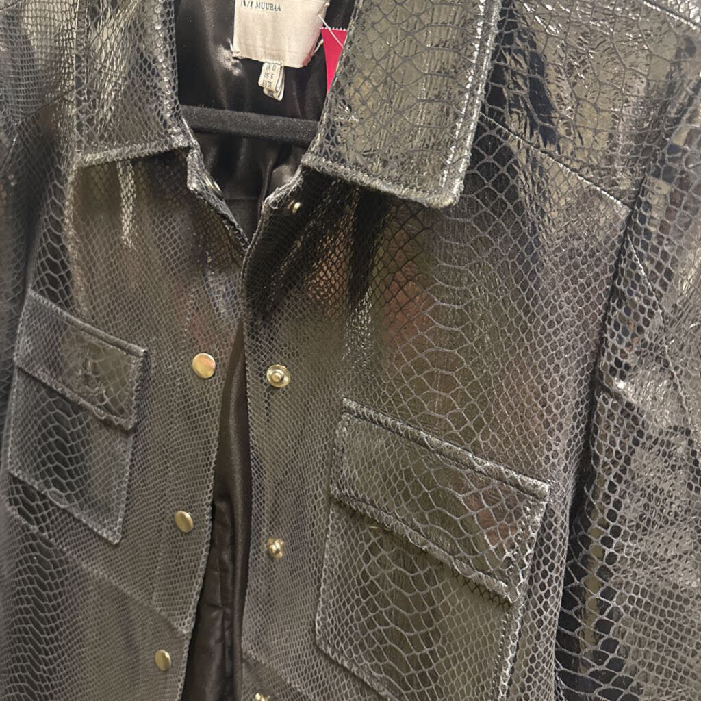 Black Leather Embossed Jacket