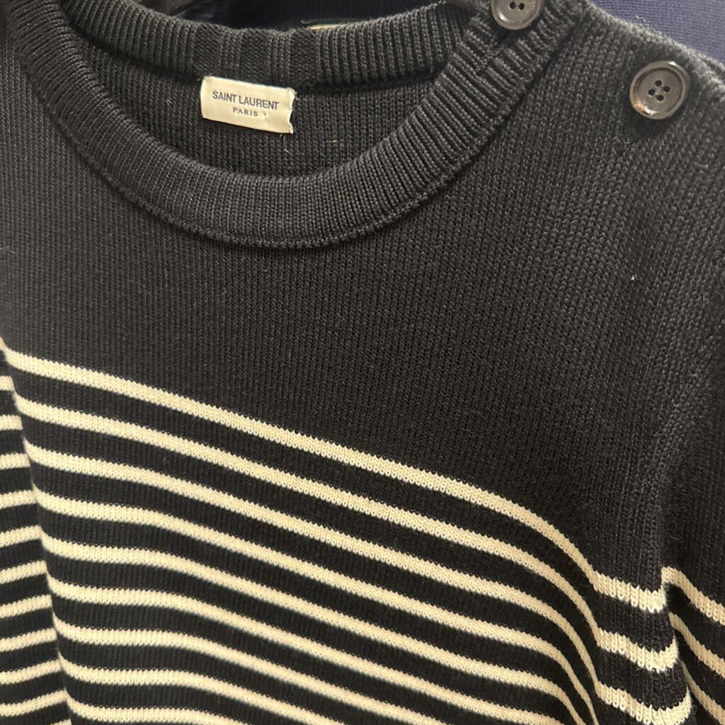 2021 Black/White Stripe Cotton/Wool Sweater