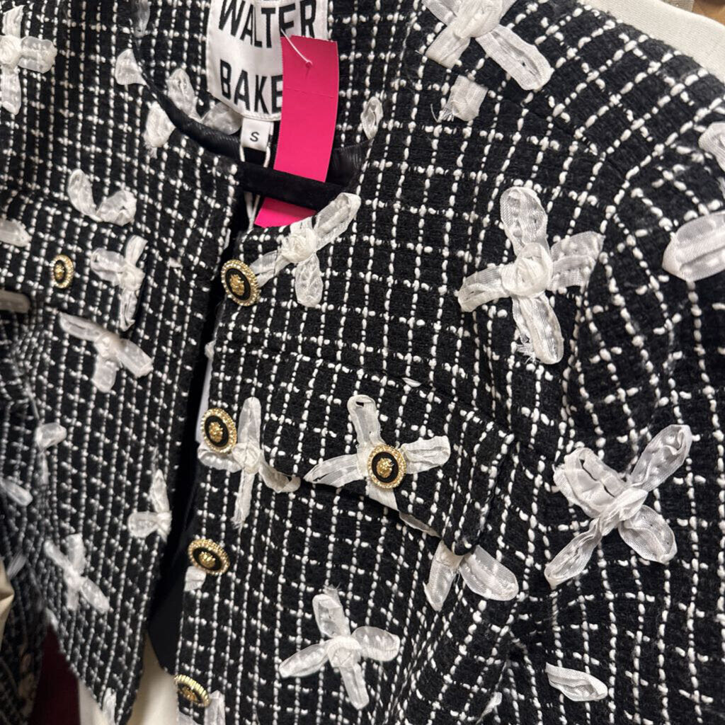 Black/White Tweed Poly Cropped Jacket (NWT 348)