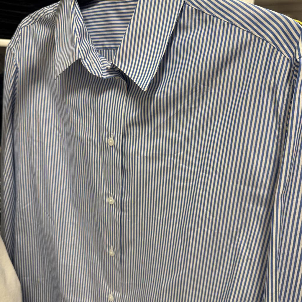 Blue/White Stripe Button Up Top