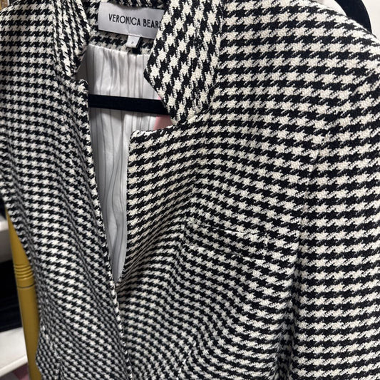 Black/White Houndstooth Poly Blazer