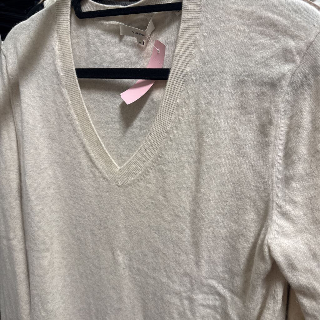 Grey Cashmere V-Neck Sweater