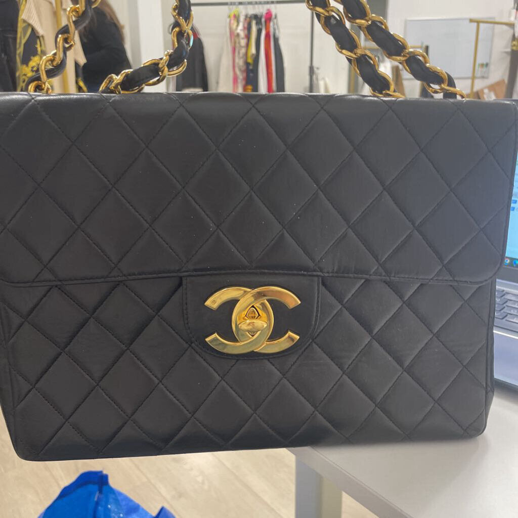 Black Lambskin Classic Flap 24K Gold HW