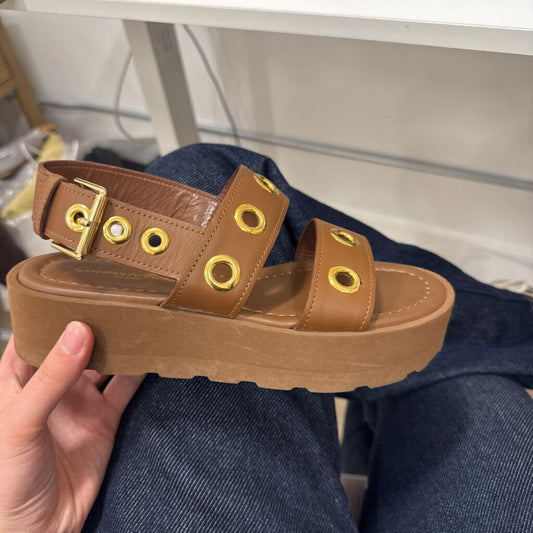 Brown Leather Platform Sandal