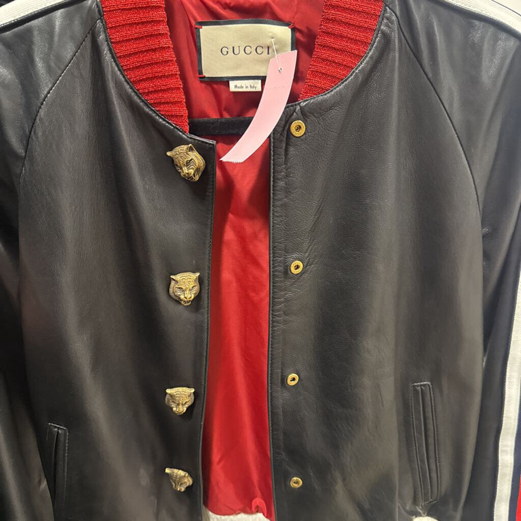 Black Leather "Hollywood" Bomber Jacket