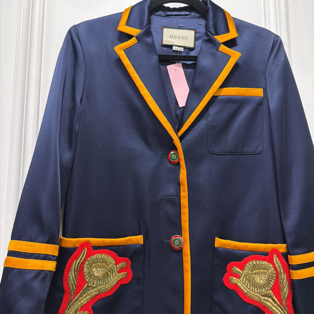 Navy/Yellow Acetate Patch Blazer