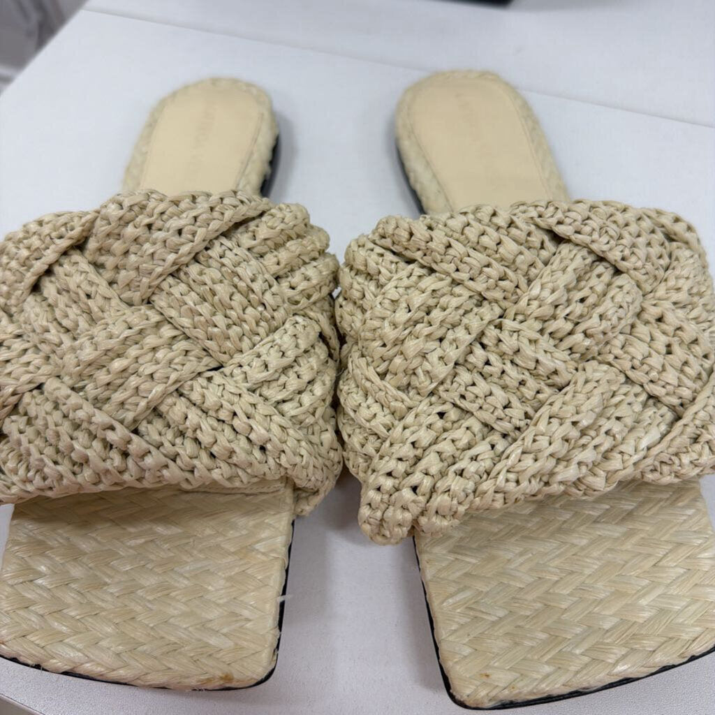 Cream Raffia Slide, 37