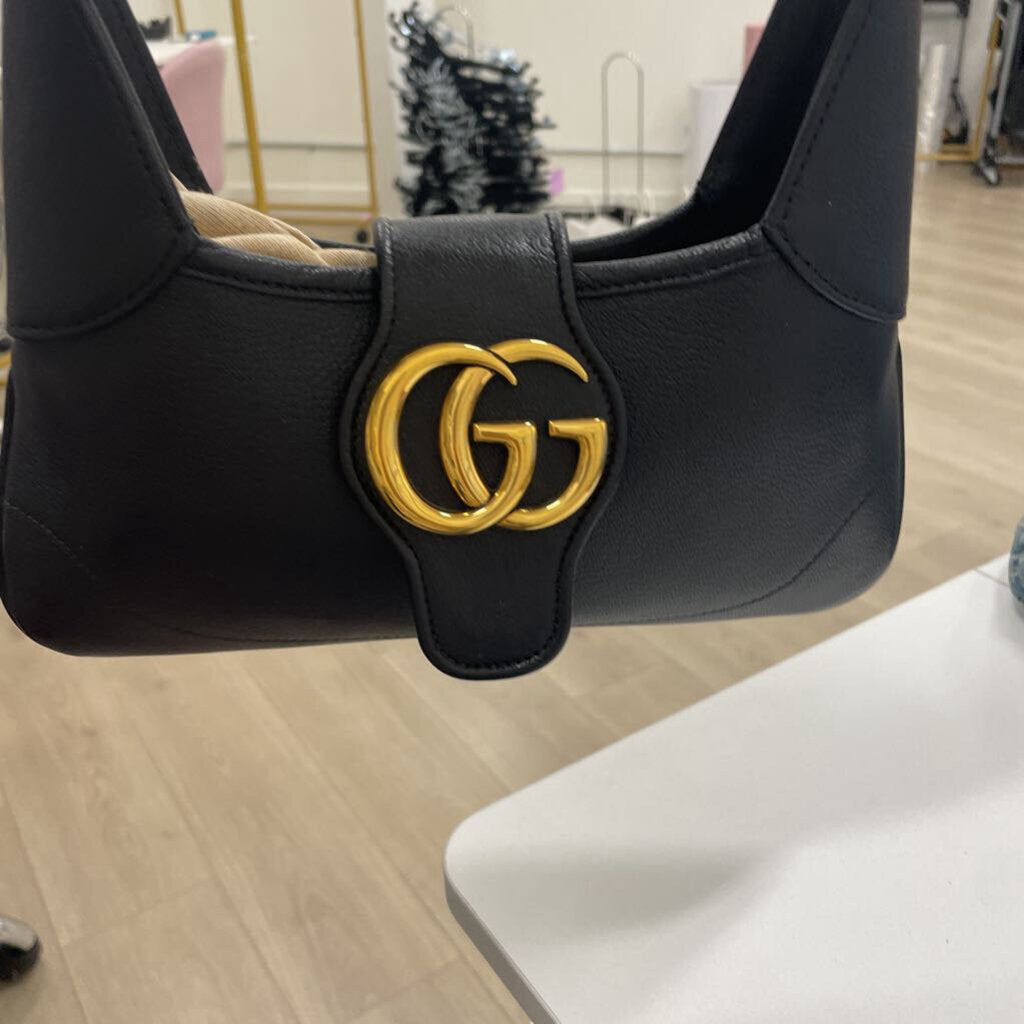 Black Leather GG Aphrodite Shoulder Bag(est 1980)