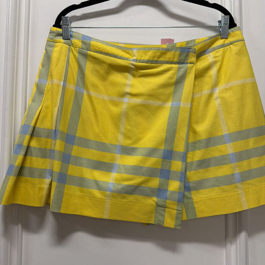 Yellow Cotton Blend Nova Check Skirt, 6