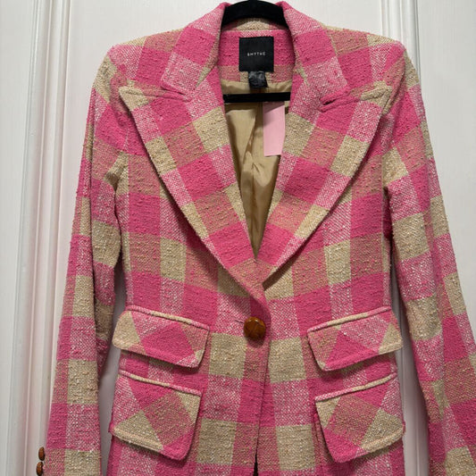Pink Cotton Check Blazer