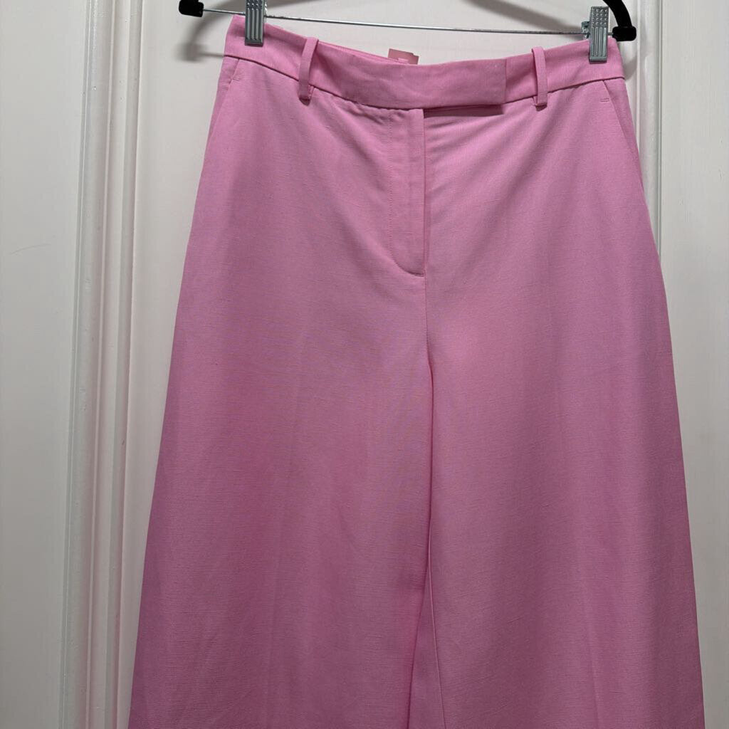 Pink Linen Wide Leg Trouser