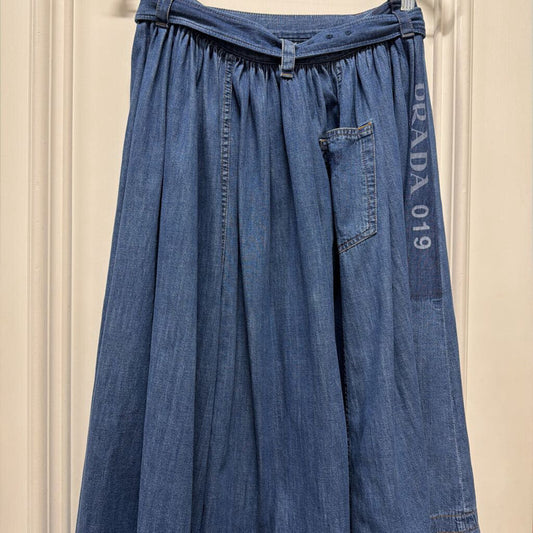 Blue Denim Midi Skirt