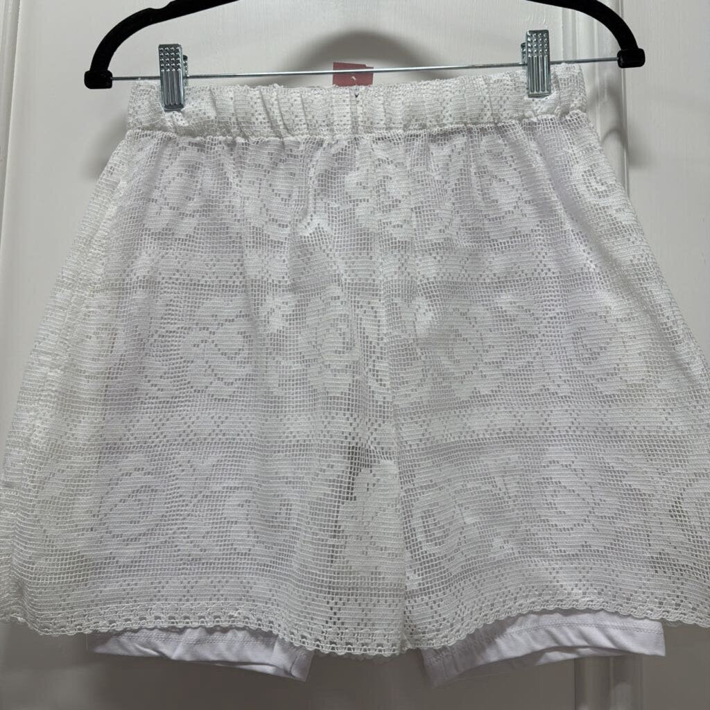 White Cotton/Poly Lace Shorts