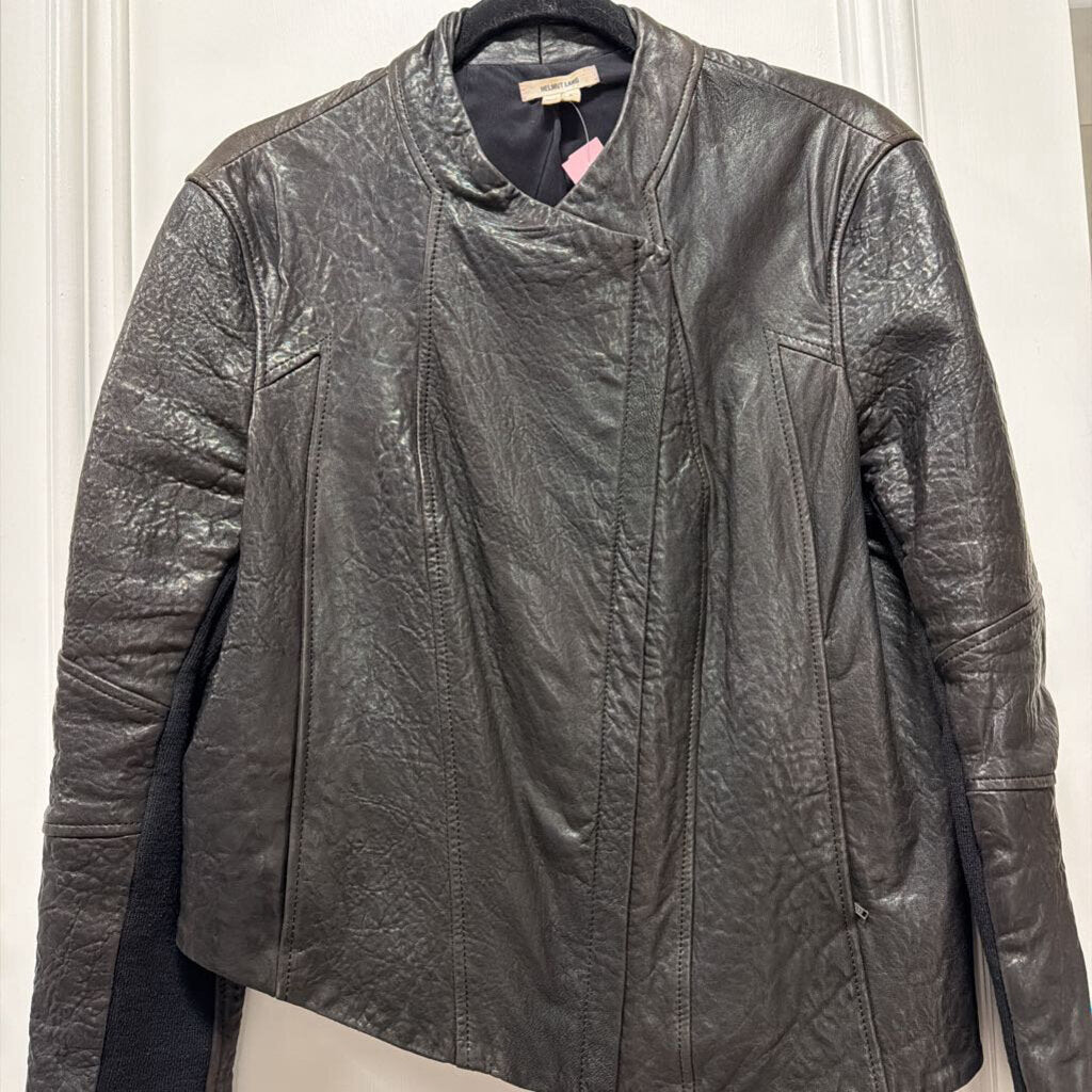 Black Leather Asymmetric Jacket