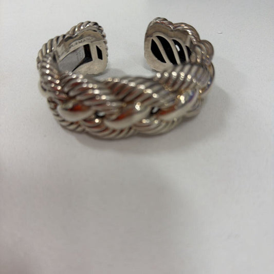 Silver Wide Cable Rope Cuff Bracelet