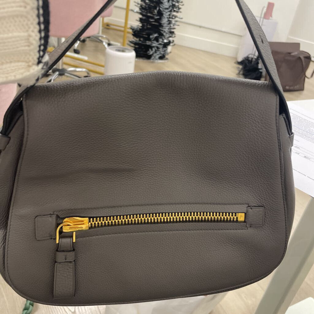 Grey Leather Jennifer Shoulder Bag