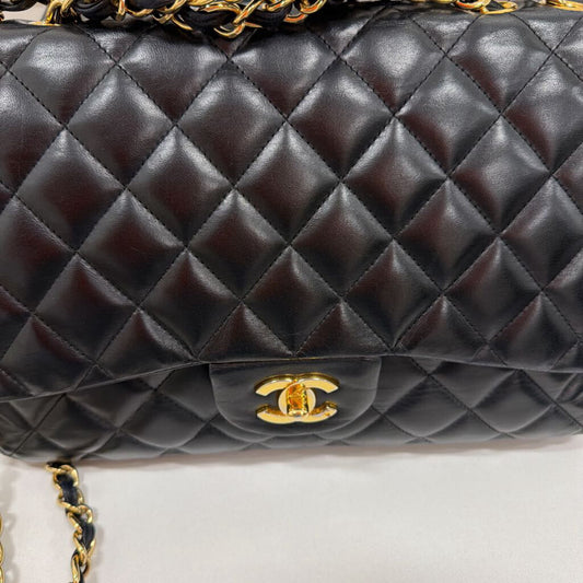 2008-09 Black Lambskin Classic Jumbo Single Flap Handbag