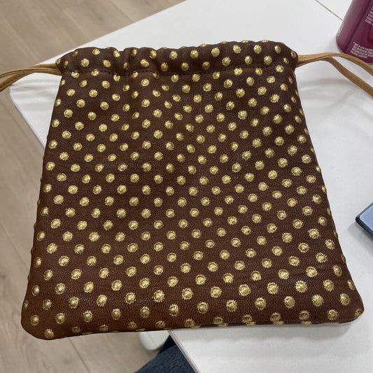 Brown Leather Pouch w/Gold Grommets