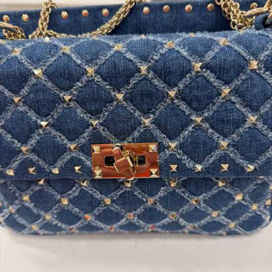 Denim Rockstud Crossbody