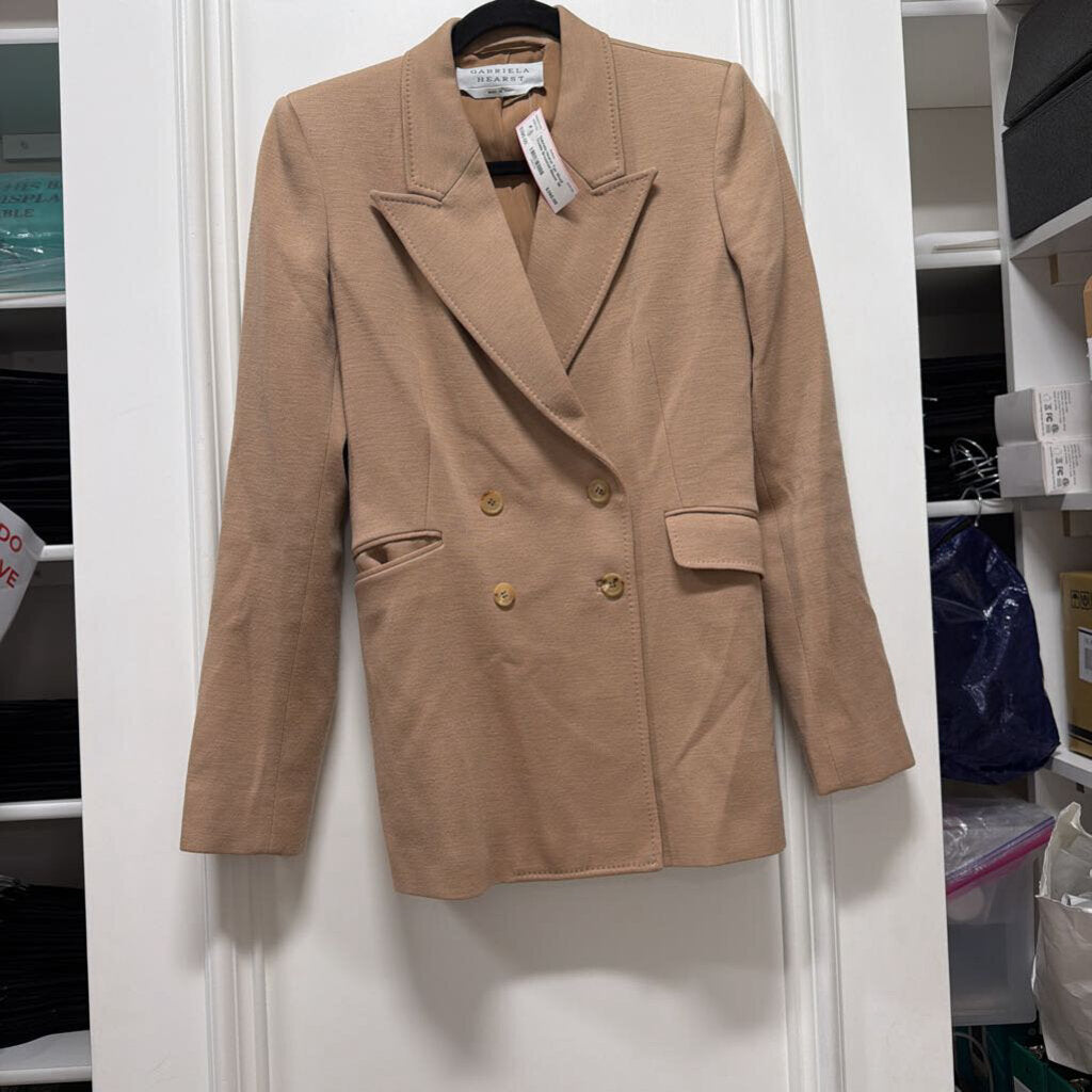 Tan Wool Double Breasted Blazer