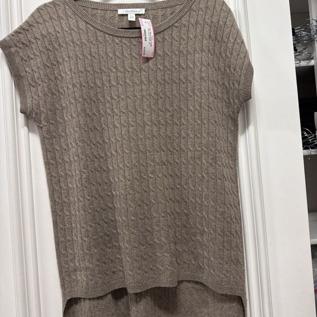 Beige Cable Oversized Vest, n/a