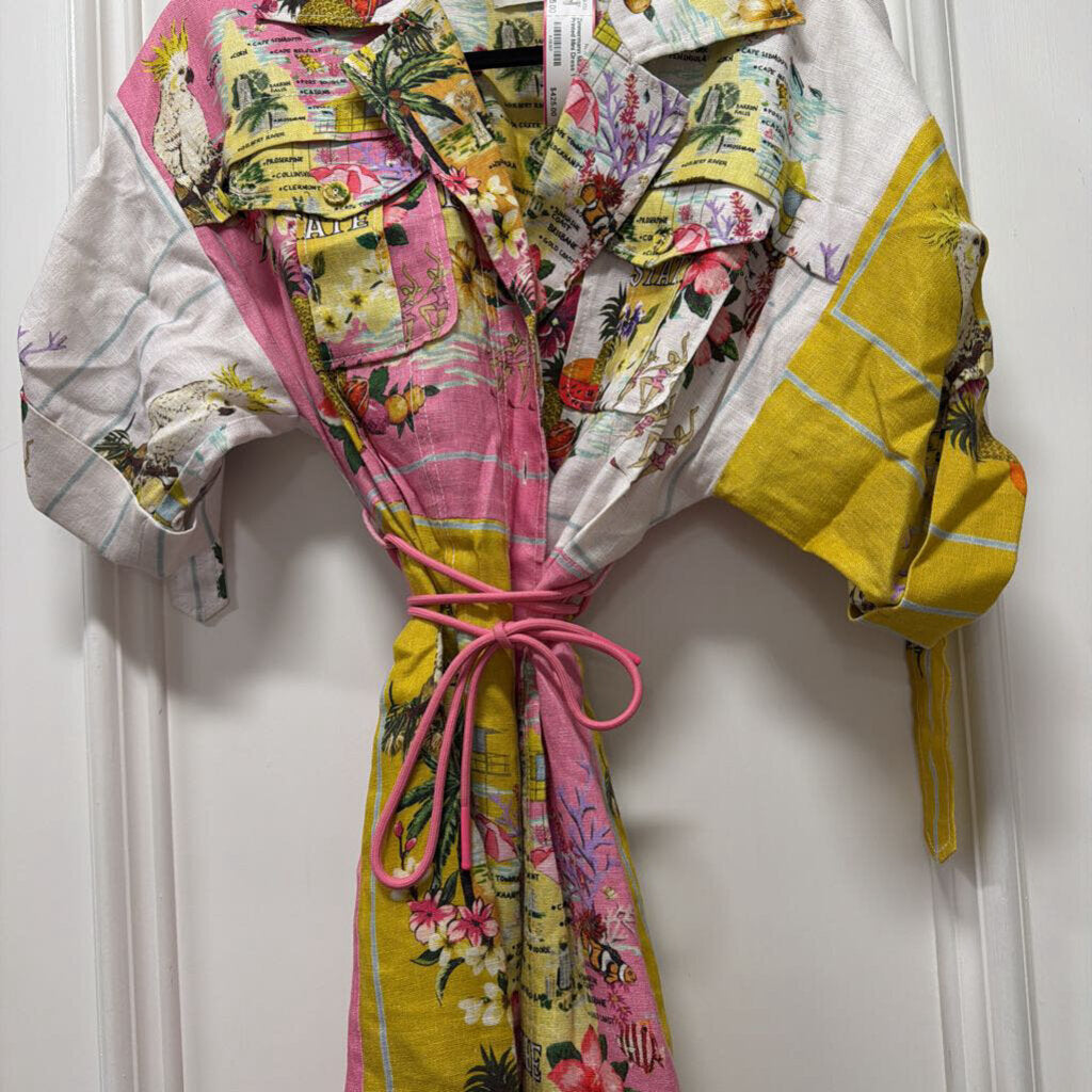 Multicolor Linen Printed Mini Dress