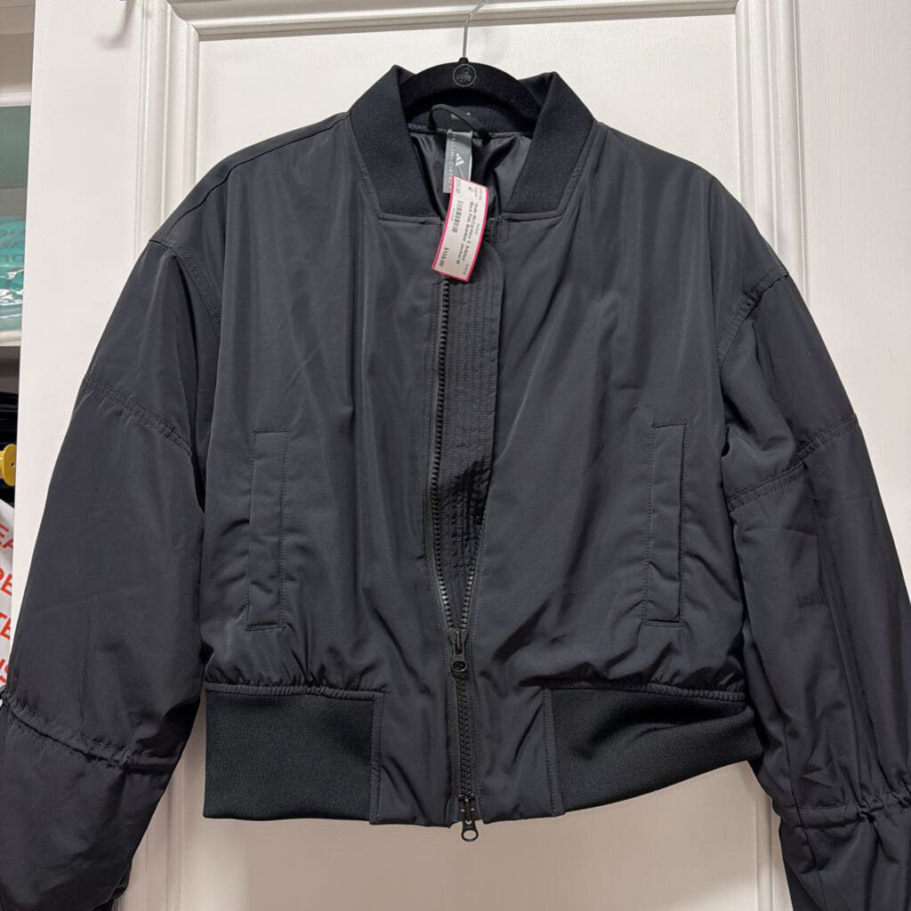 Black Poly Bomber Jacket