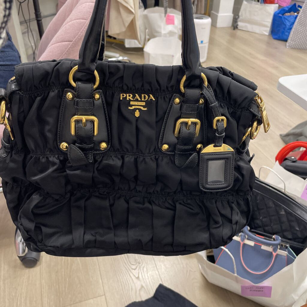 Black Tessuto Gaufrey Nylon 2 Way Satchel GHW