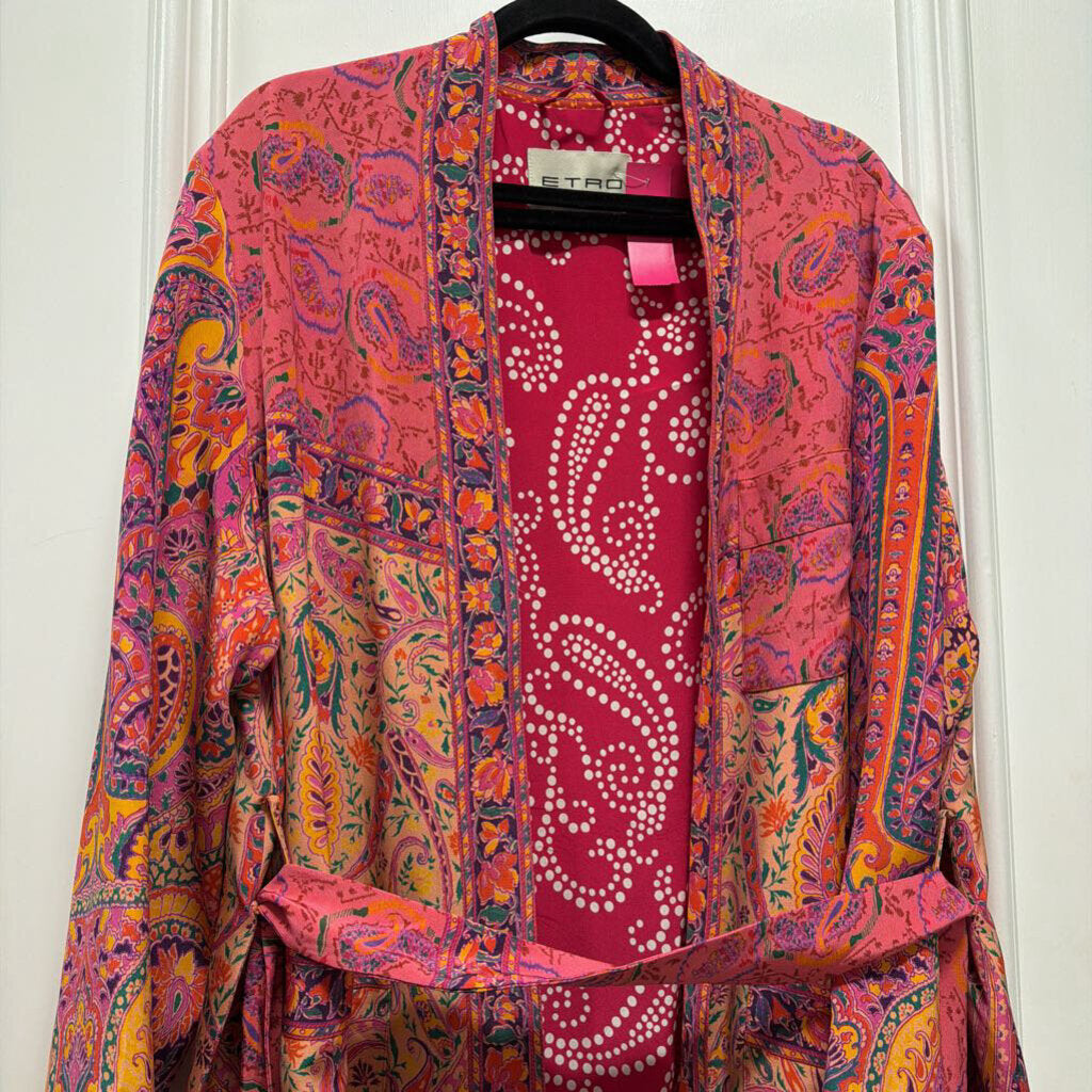 Pink Printed Silk Robe