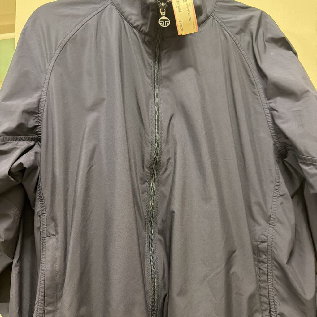 Navy Poly Zip Jacket
