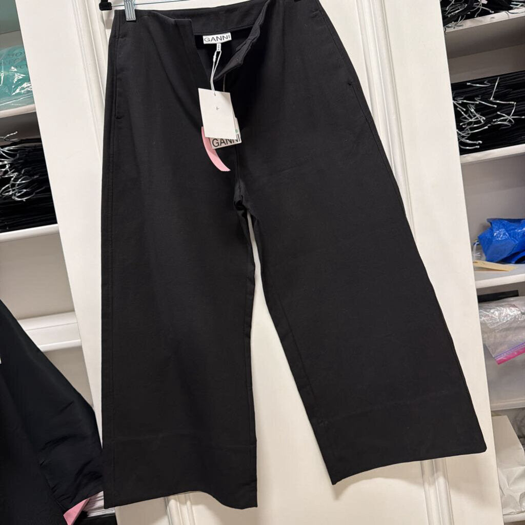 Black Cotton Wide Leg Pant (NWT), 36