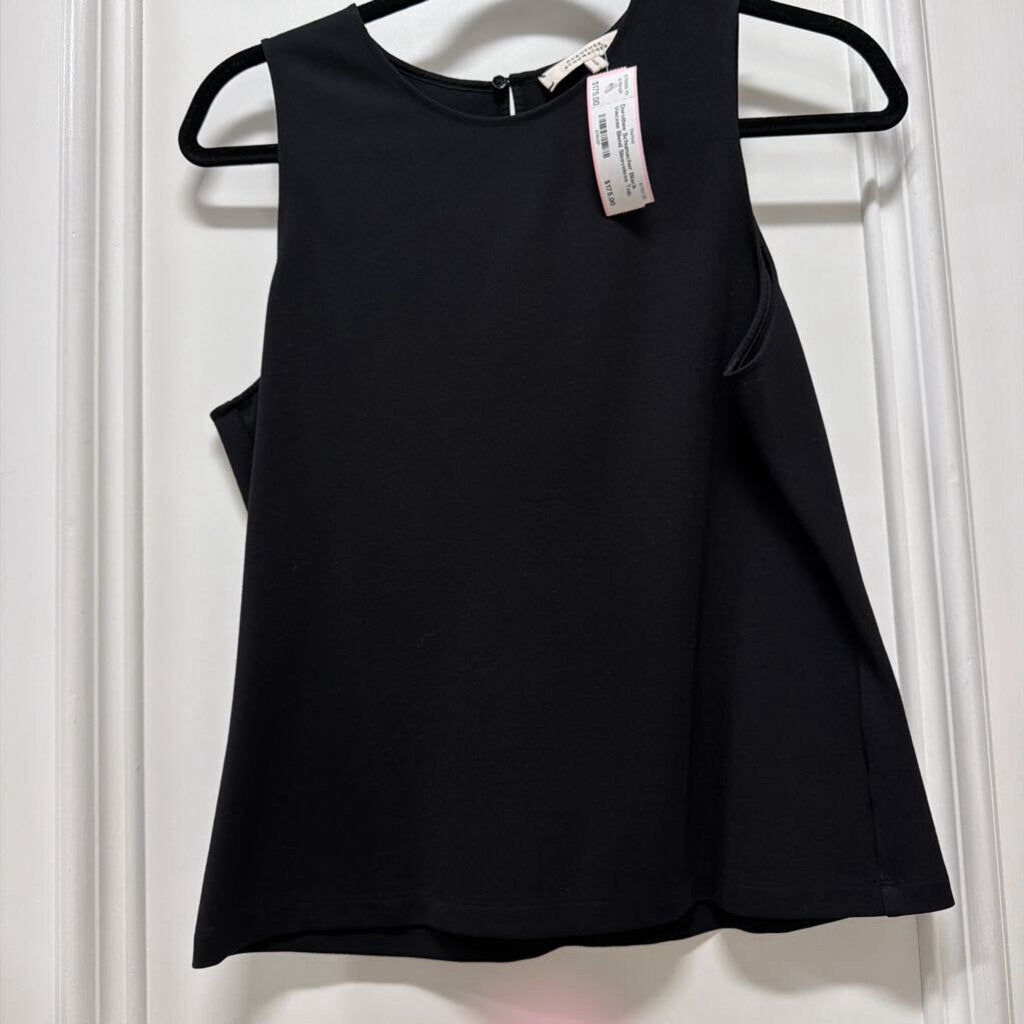Black Viscose Blend Sleeveless Top, 4