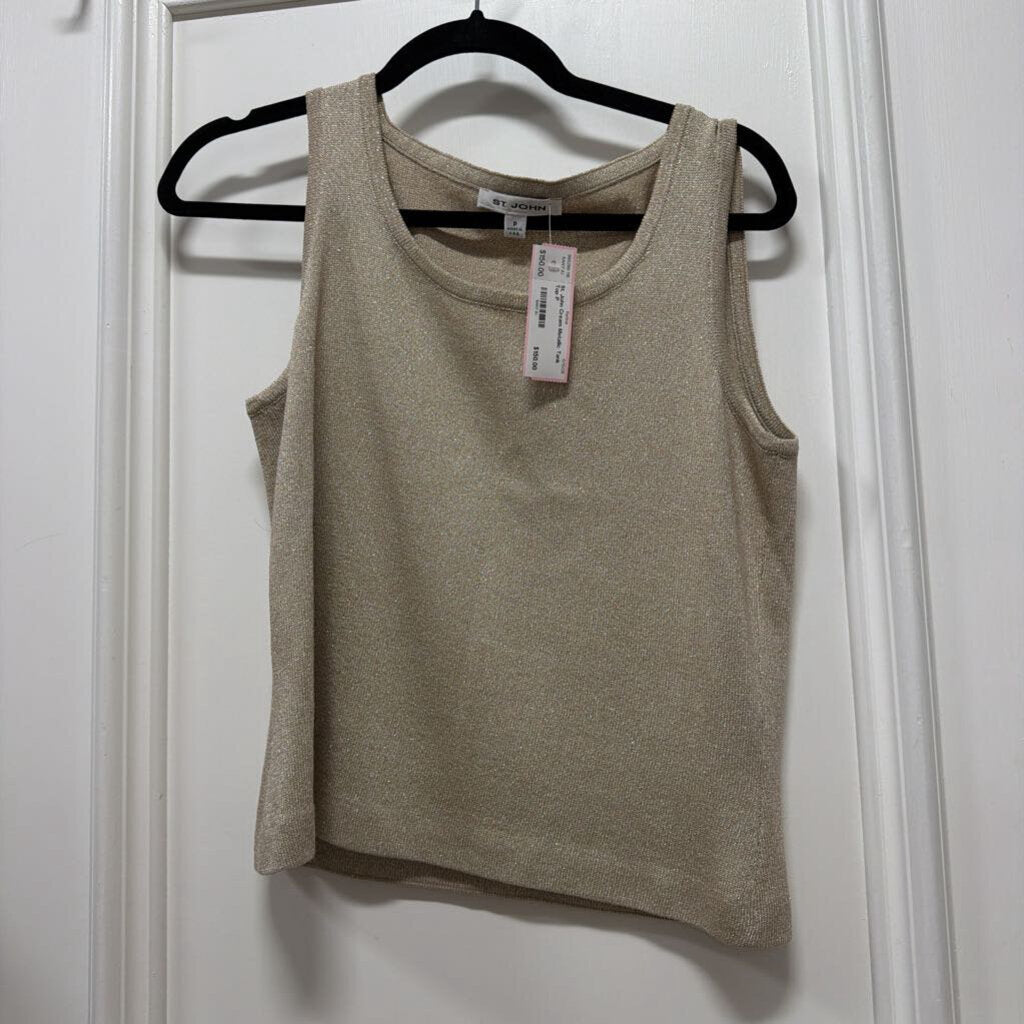 Cream Metallic Tank Top