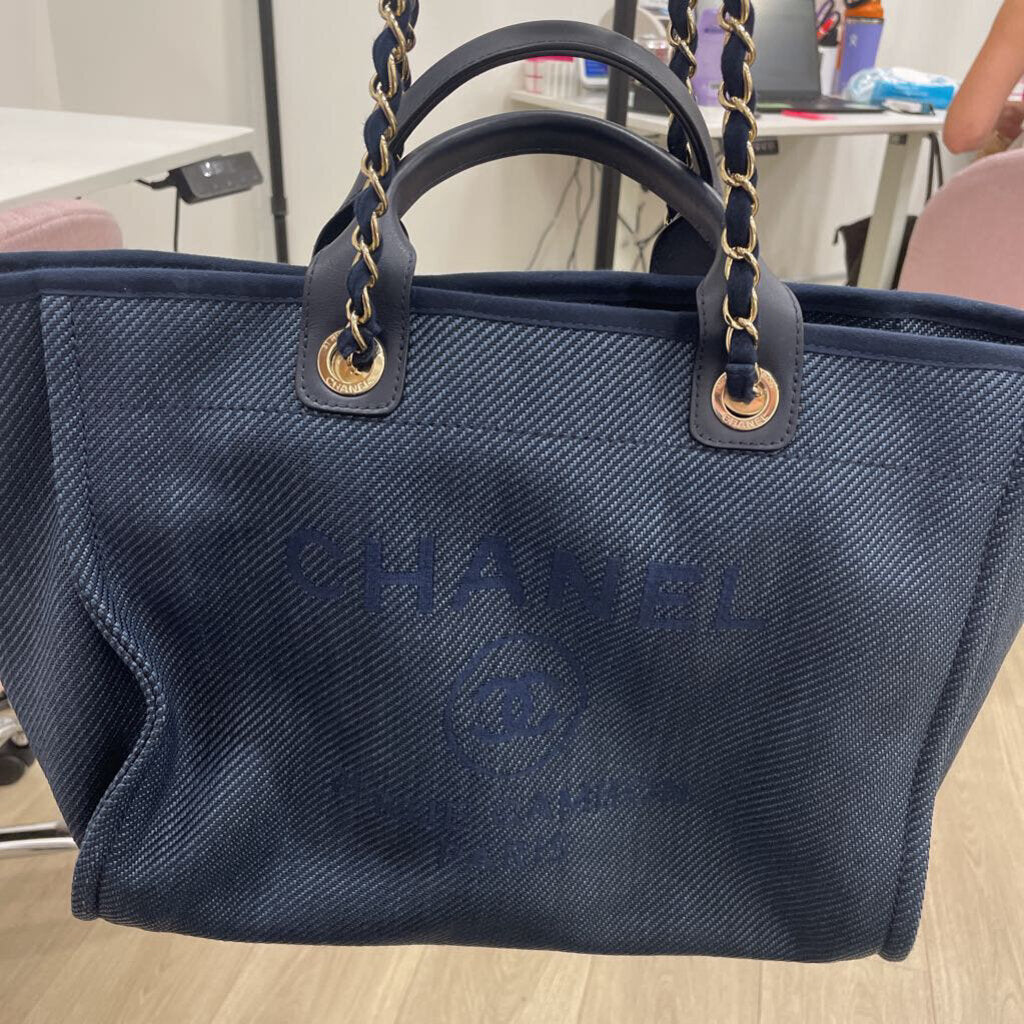 Navy Blue Canvas Deauville Tote