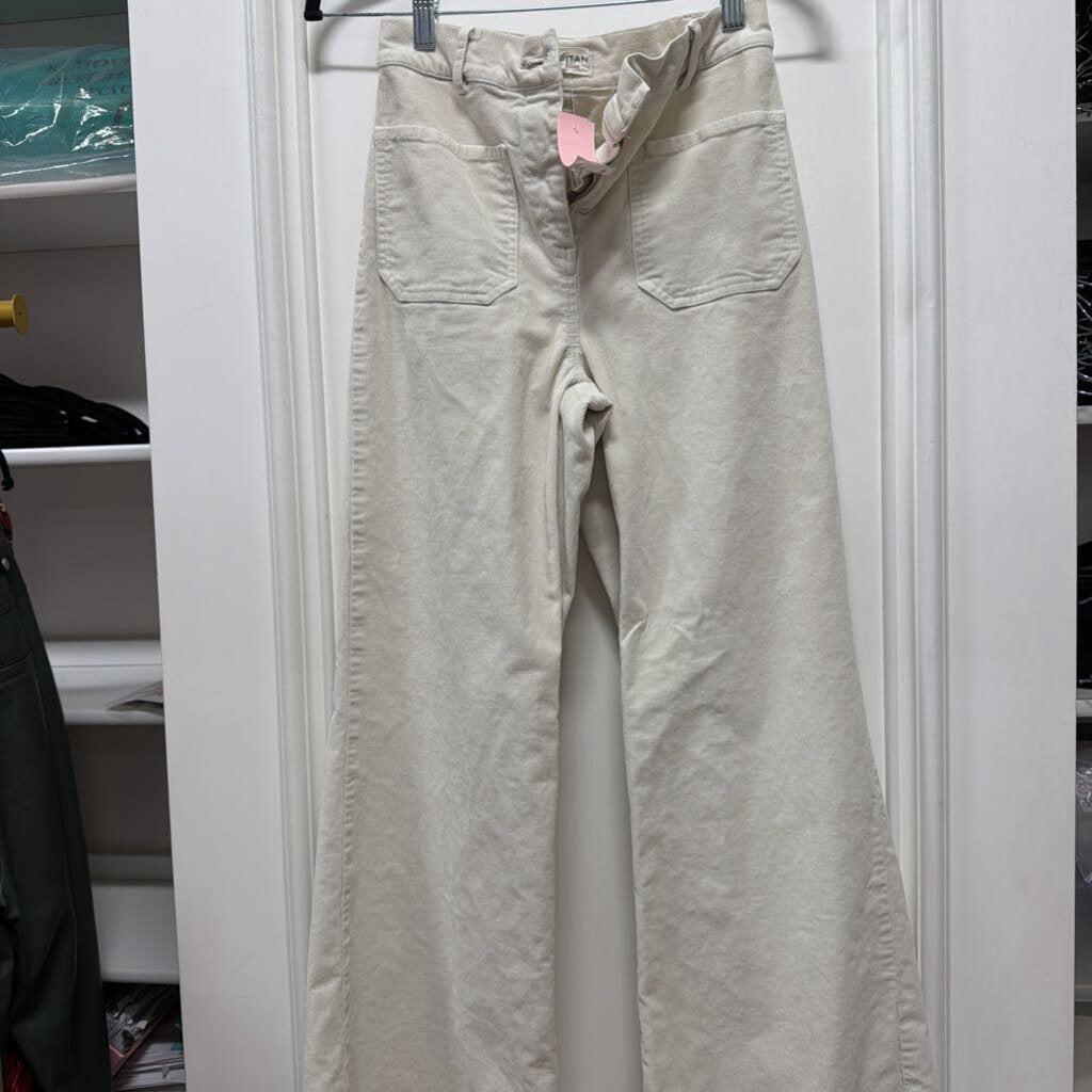 Ivory Thin Corduroy Zip Jean