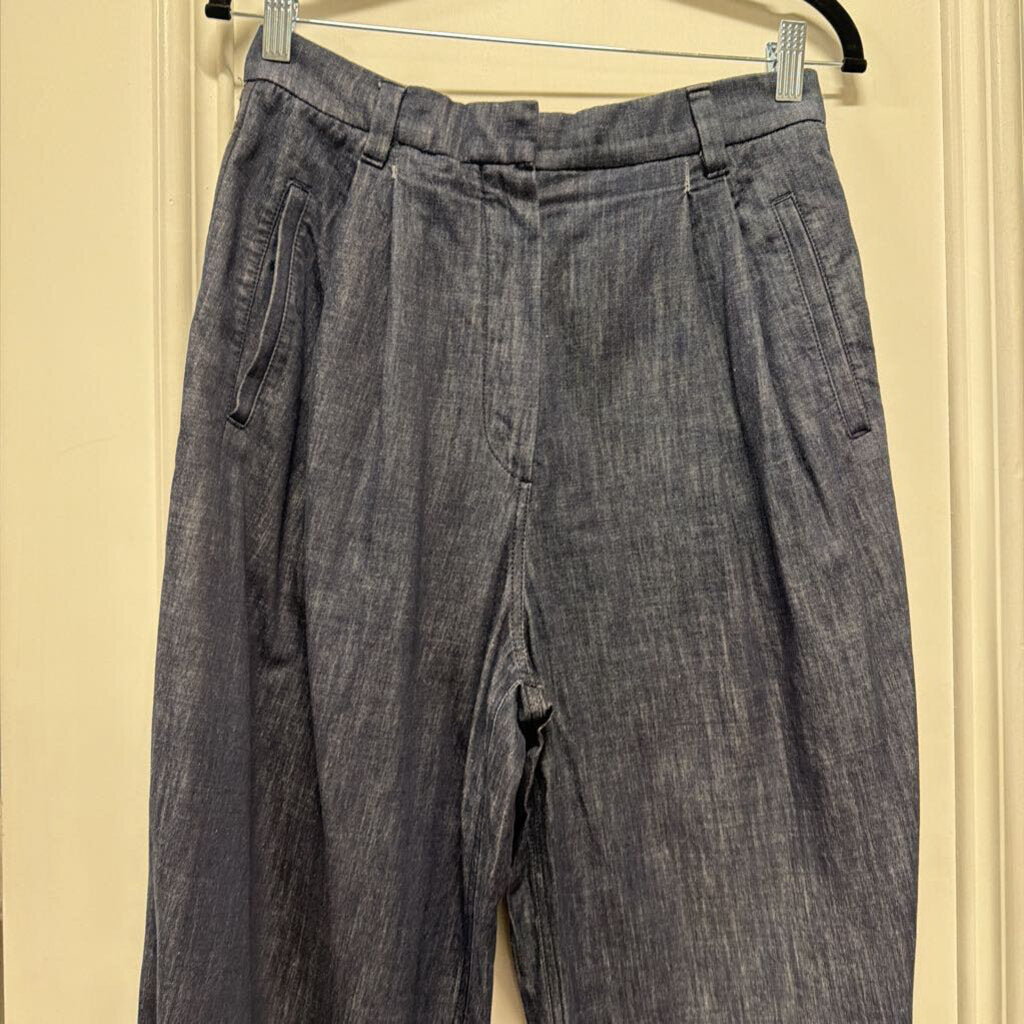 Dark Washed Cotton Wide Leg Jean