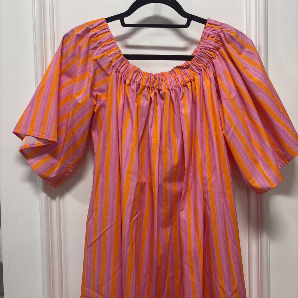 Pink/Orange Stripe Cotton Dress
